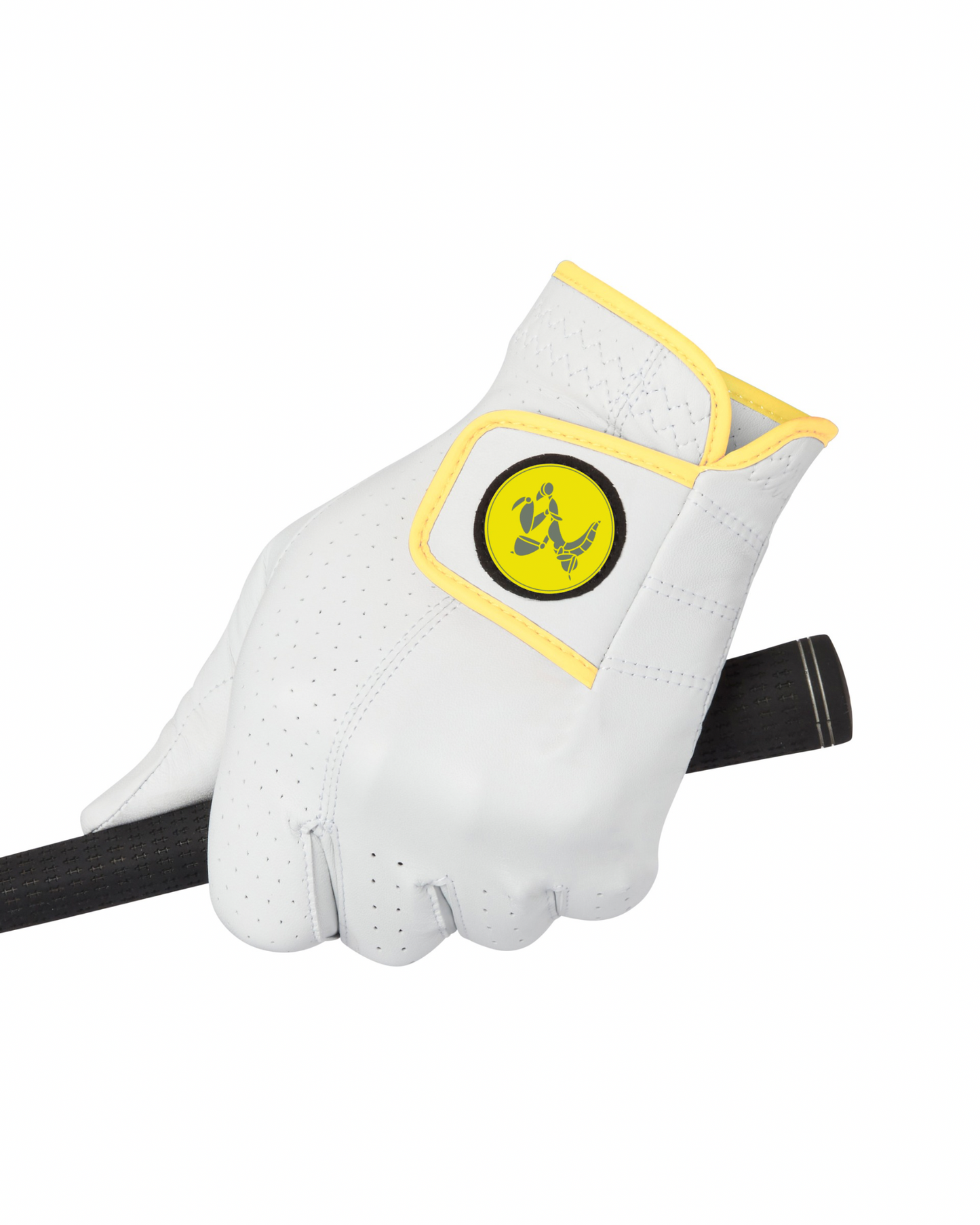 Ugogo Golf premium cabretta leather glove yellow logo & trim