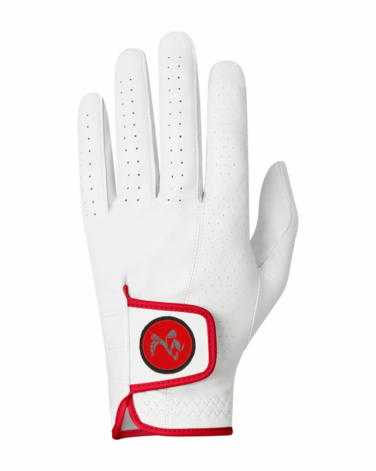 Ugogo Golf premium cabretta leather glove Red logo & trim