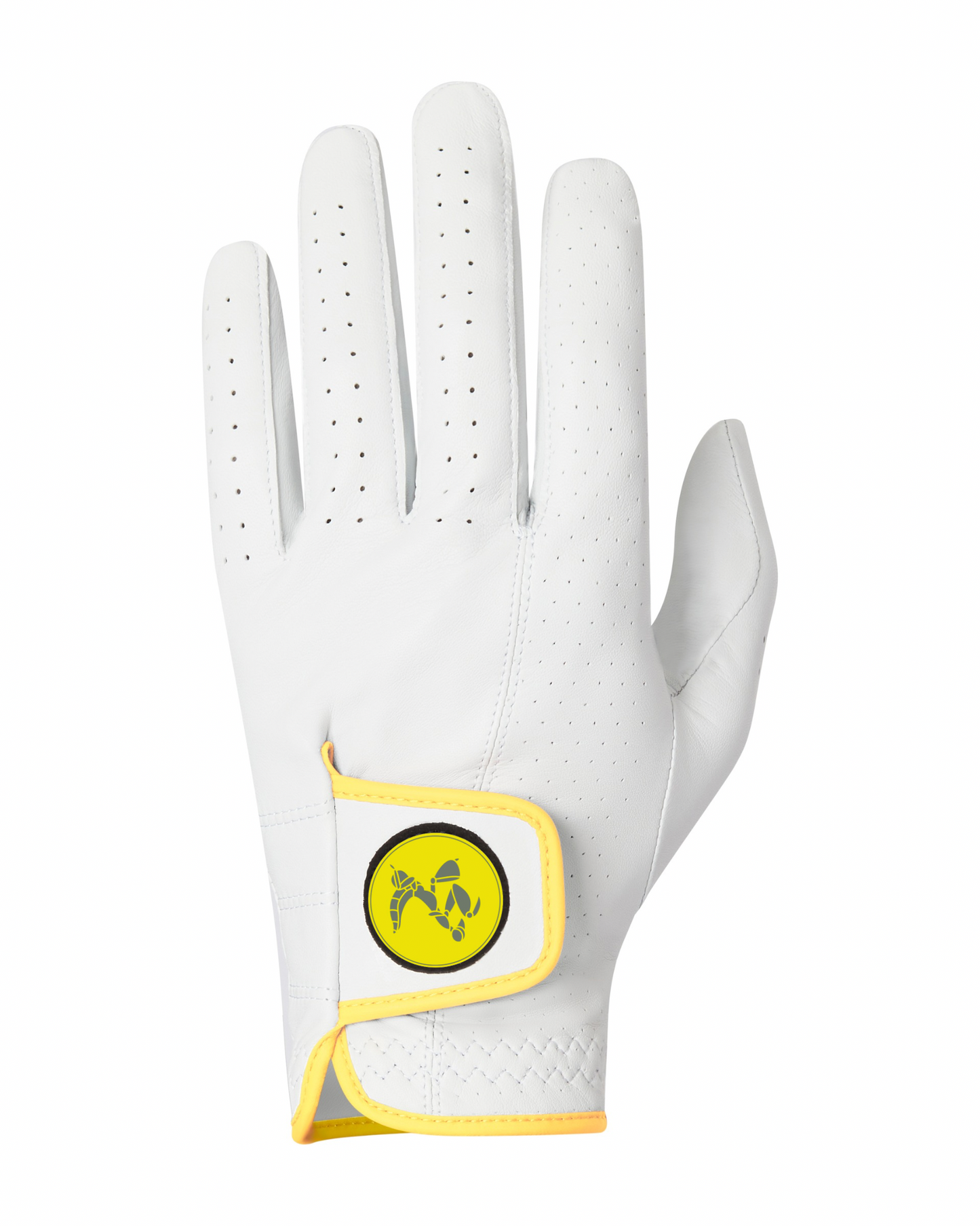 Ugogo Golf premium cabretta leather glove yellow logo & trim