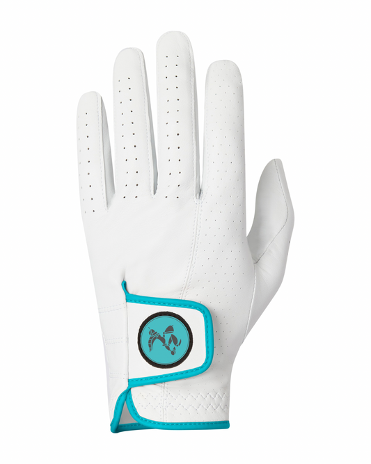 Ugogo Golf premium cabretta leather glove Light Blue logo & trim