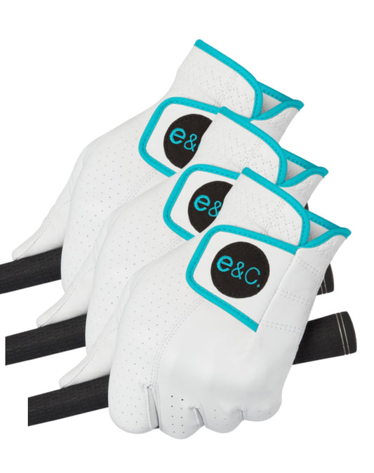 E&C premium cabretta leather glove 3 Blue logo & trims, 3-Pack