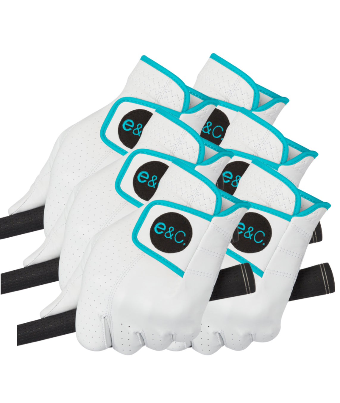 E&C premium cabretta leather glove 5 Light Blue logo & trim 6-Pack